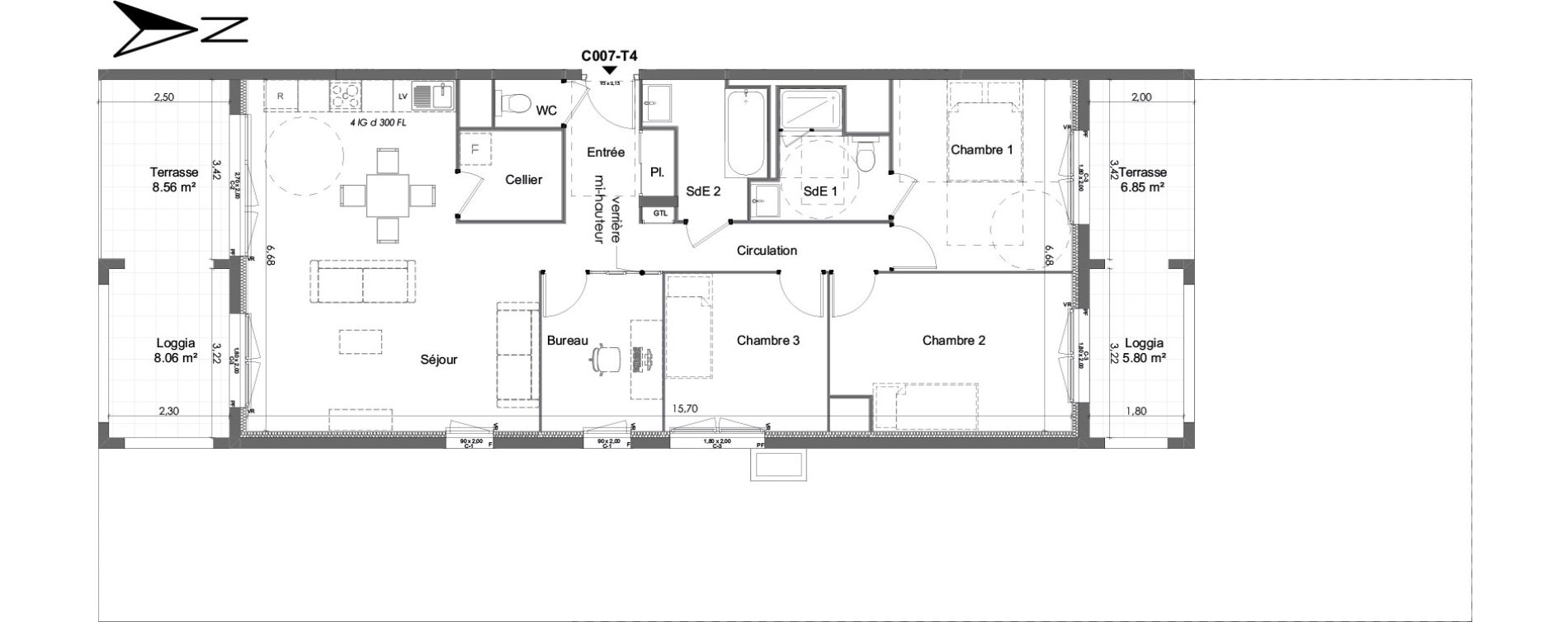 Appartement T4 de 99,18 m2 &agrave; Chartres Beaulieu - lavoisier - petits clos