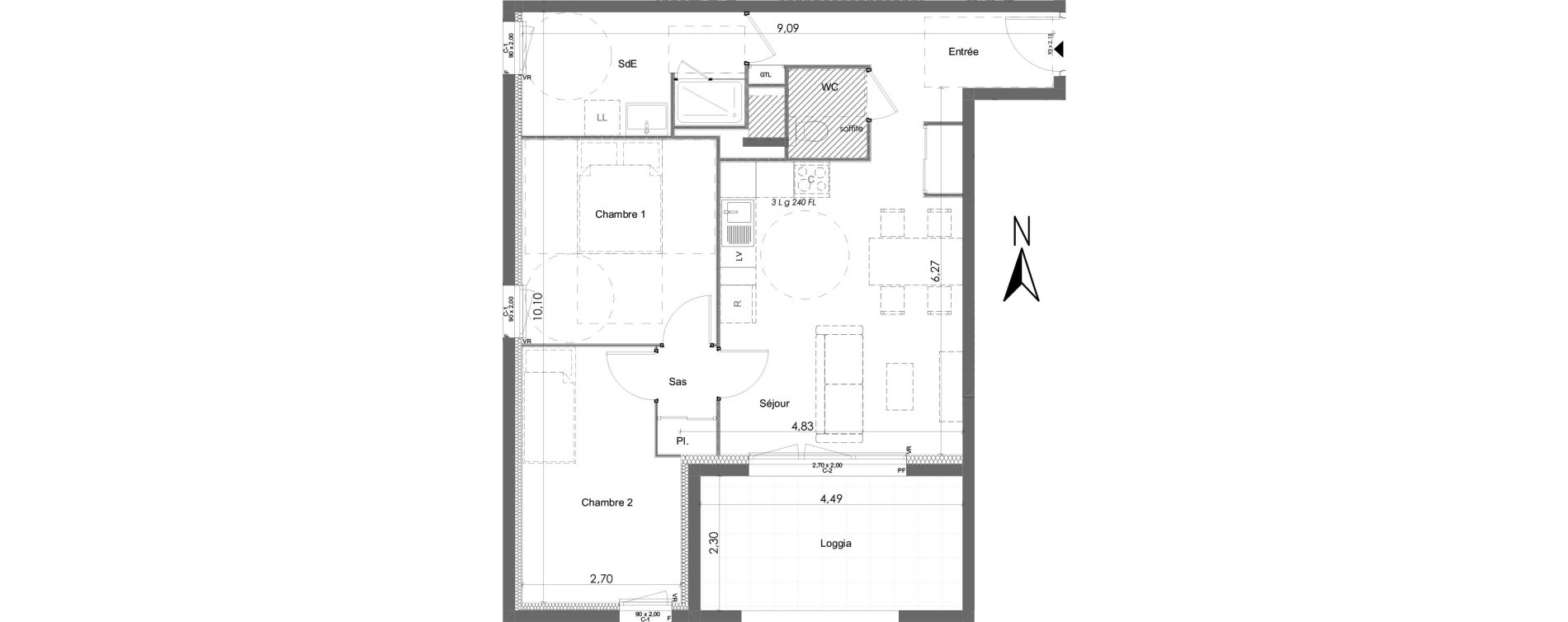 Appartement T3 de 62,66 m2 &agrave; Chartres Beaulieu - lavoisier - petits clos