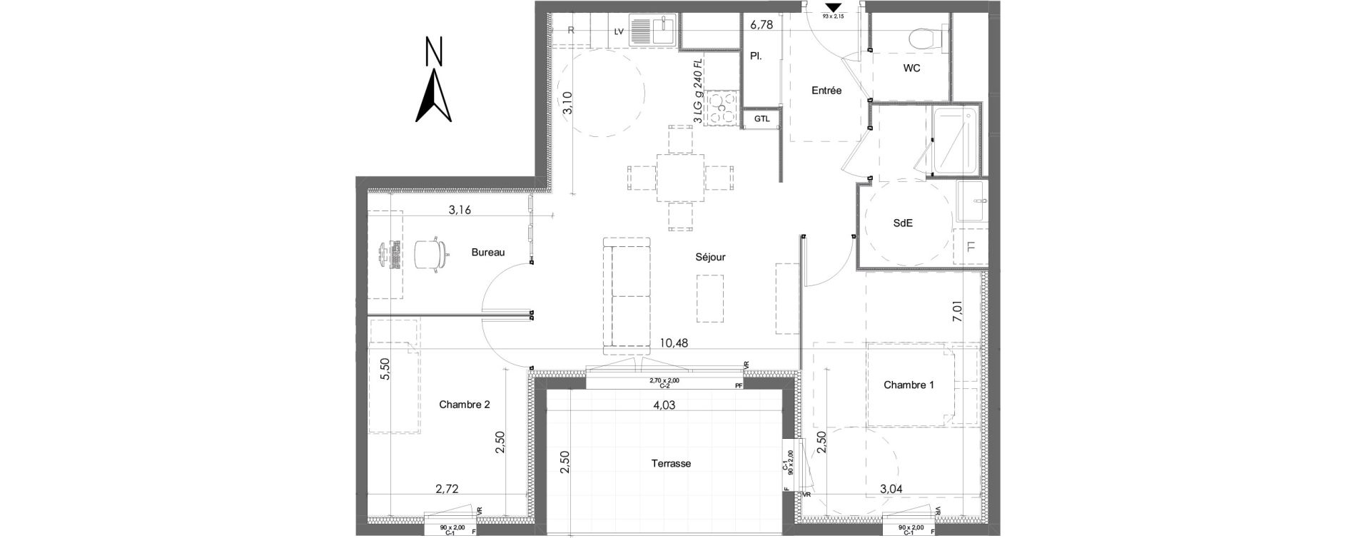 Appartement T3 de 65,40 m2 &agrave; Chartres Beaulieu - lavoisier - petits clos