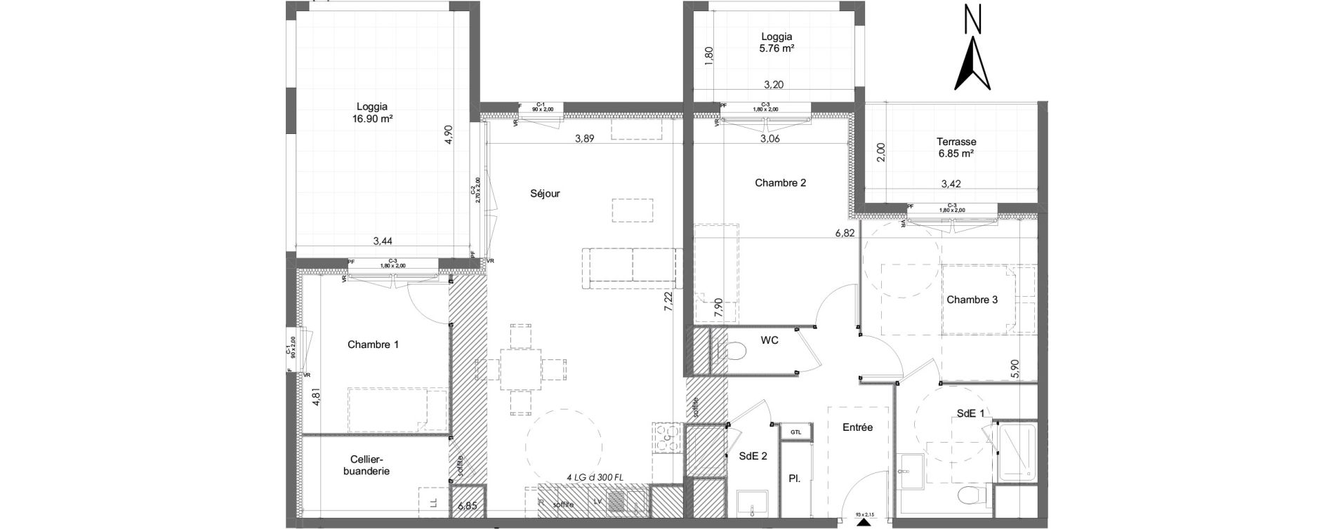 Appartement T4 de 90,12 m2 &agrave; Chartres Beaulieu - lavoisier - petits clos