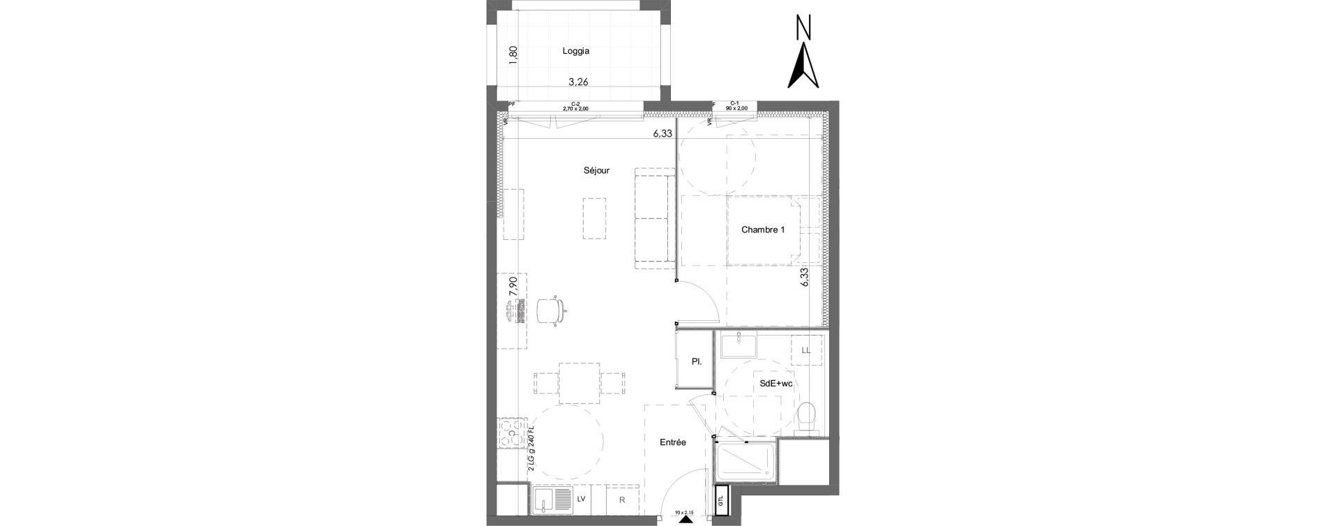 Appartement T2 de 47,40 m2 &agrave; Chartres Beaulieu - lavoisier - petits clos