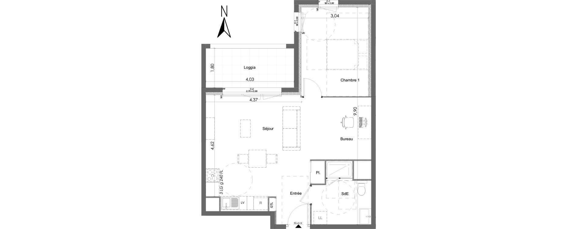 Appartement T2 de 52,54 m2 &agrave; Chartres Beaulieu - lavoisier - petits clos