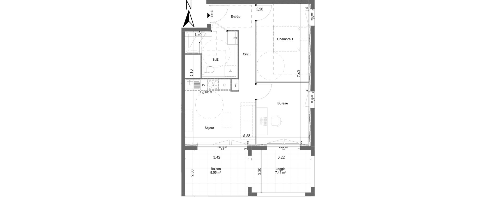 Appartement T2 de 45,86 m2 &agrave; Chartres Beaulieu - lavoisier - petits clos