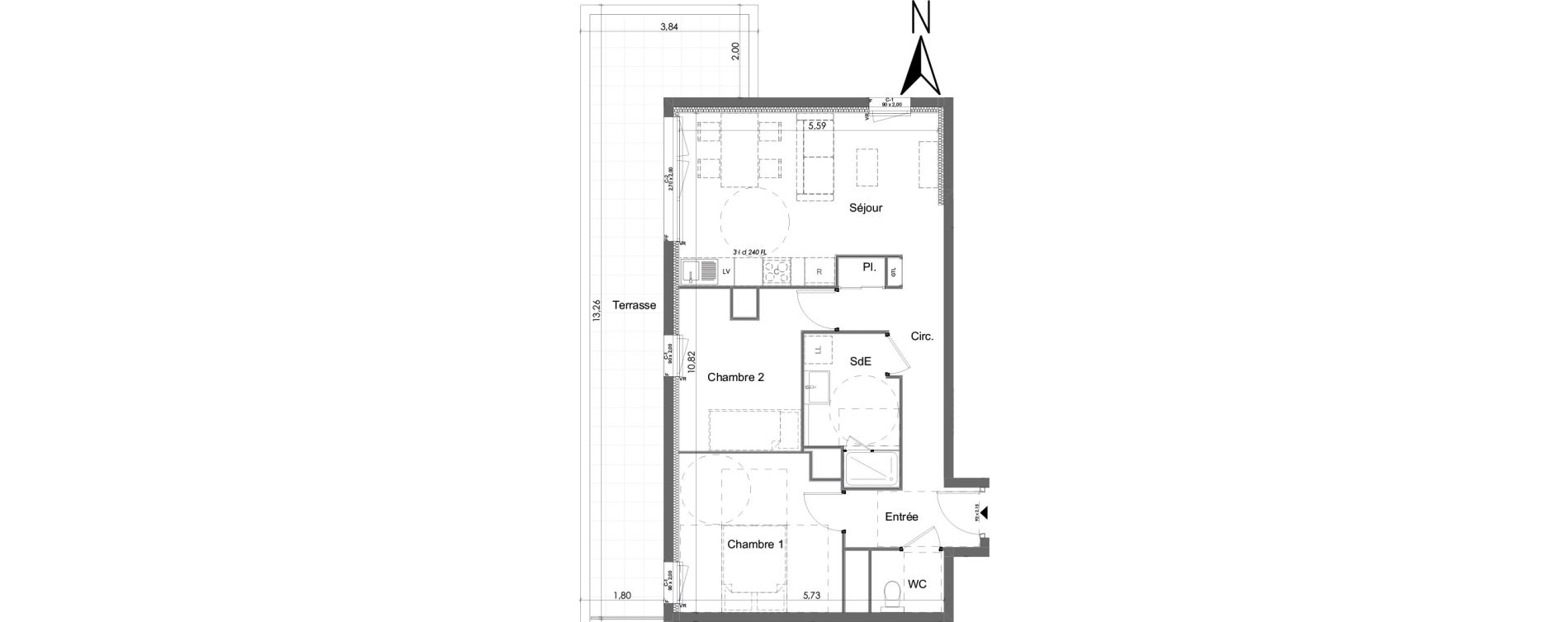 Appartement T3 de 58,94 m2 &agrave; Chartres Beaulieu - lavoisier - petits clos