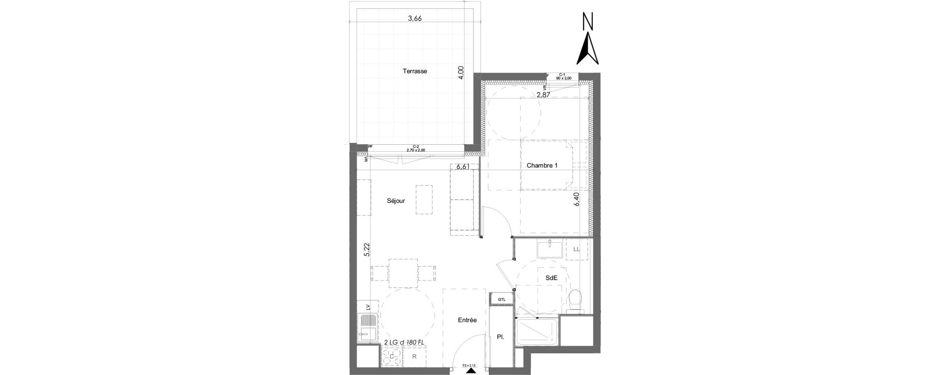Appartement T2 de 40,70 m2 &agrave; Chartres Beaulieu - lavoisier - petits clos