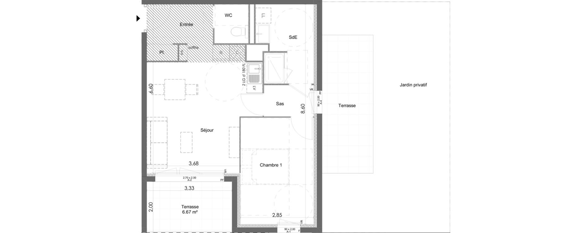 Appartement T2 de 46,43 m2 &agrave; Chartres Beaulieu - lavoisier - petits clos