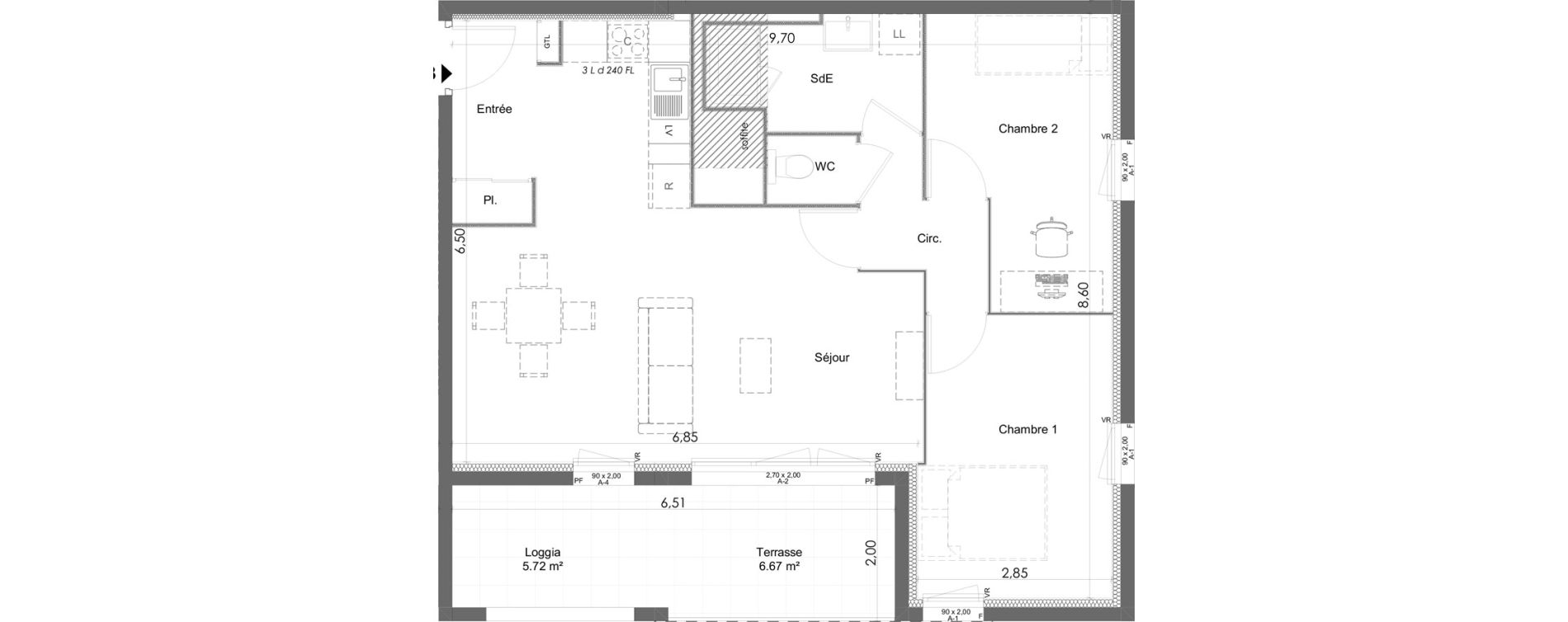 Appartement T3 de 65,60 m2 &agrave; Chartres Beaulieu - lavoisier - petits clos