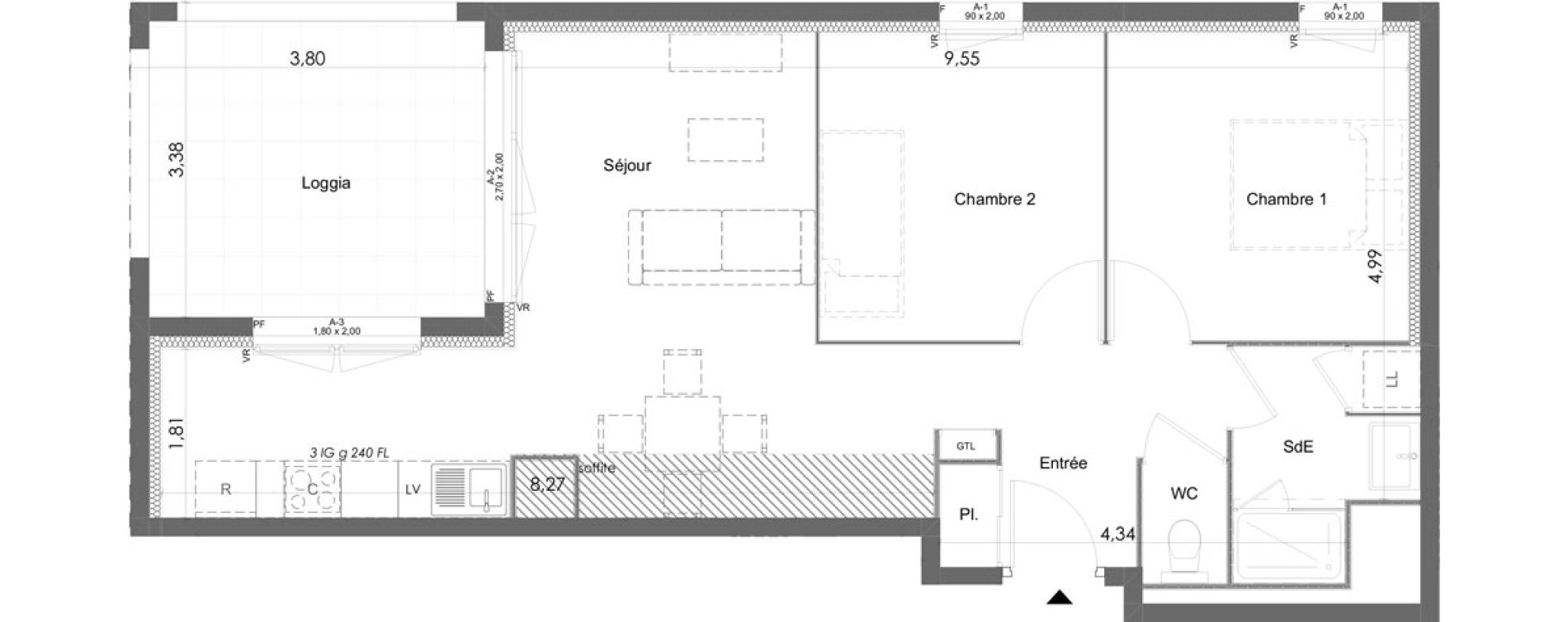 Appartement T3 de 57,28 m2 &agrave; Chartres Beaulieu - lavoisier - petits clos