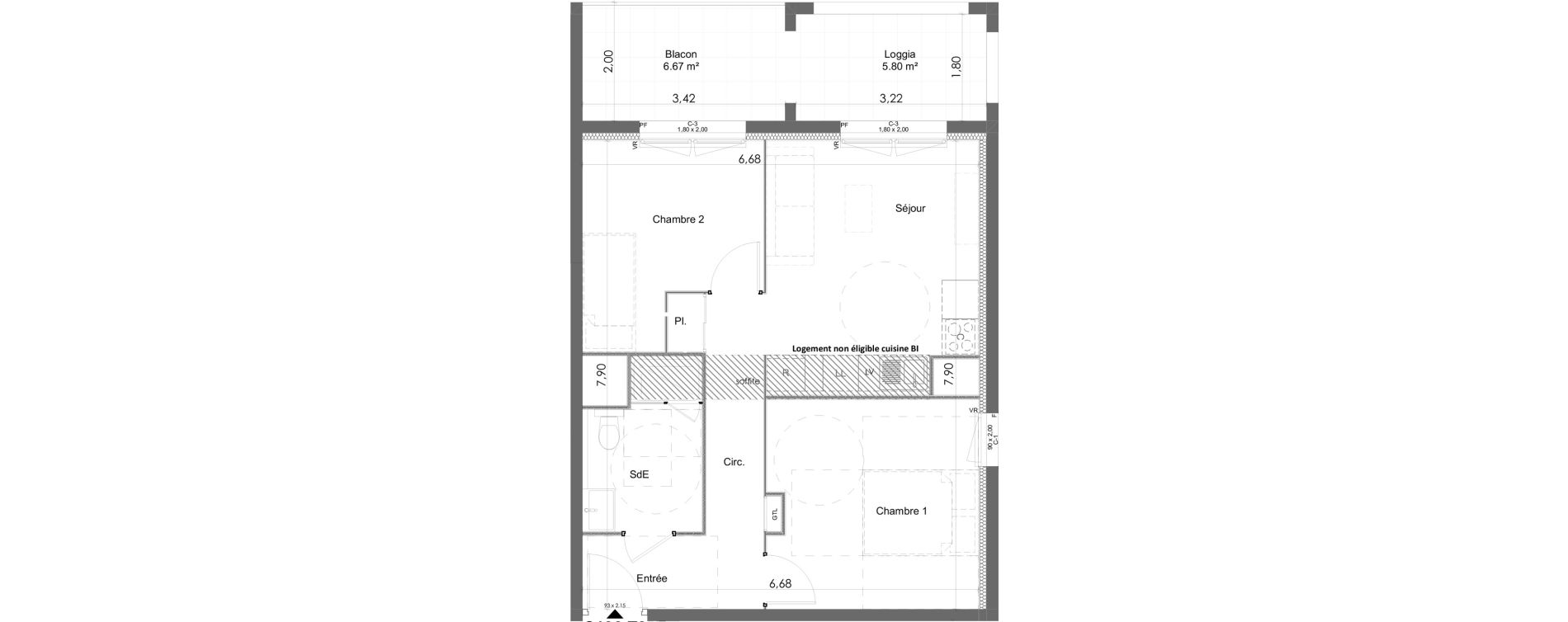 Appartement T2 de 49,91 m2 &agrave; Chartres Beaulieu - lavoisier - petits clos