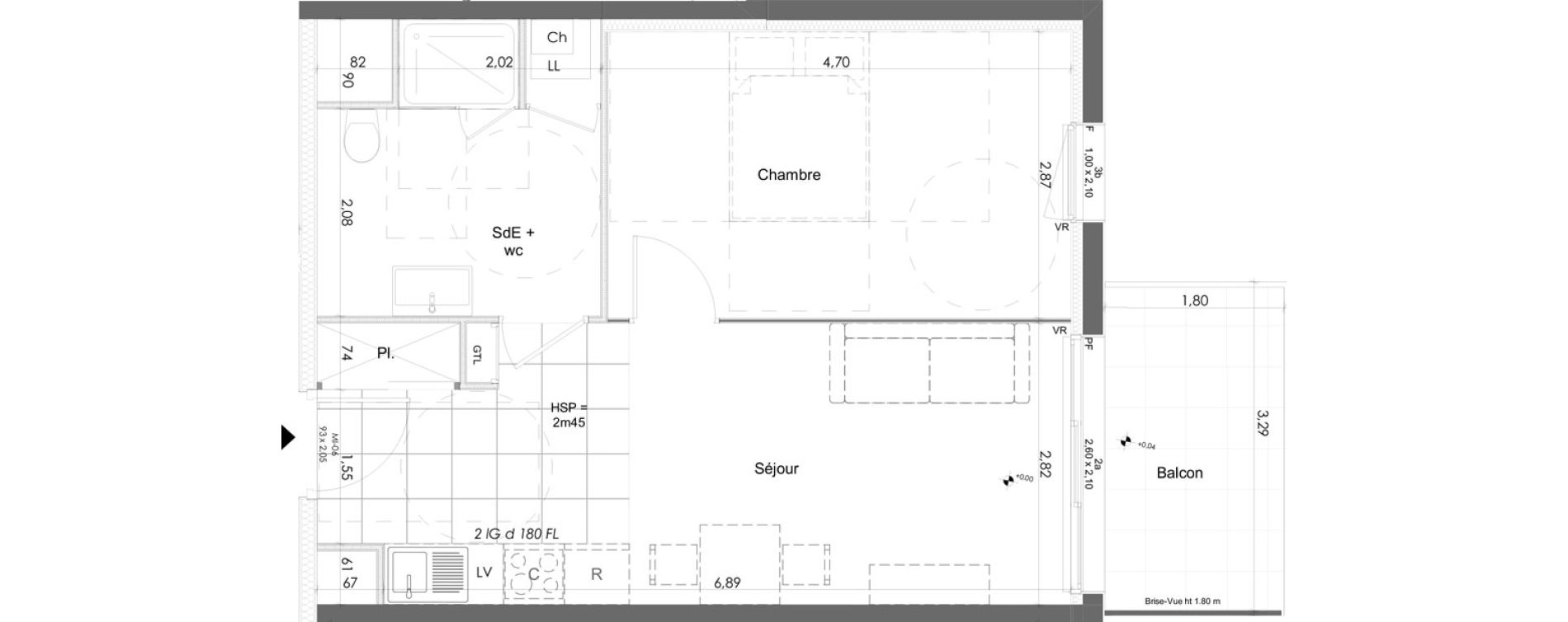 Appartement T2 de 41,56 m2 &agrave; Chartres Hotel de ville - saint pierre