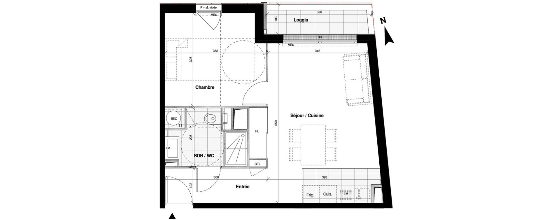 Appartement T2 de 42,38 m2 &agrave; Chartres Centre