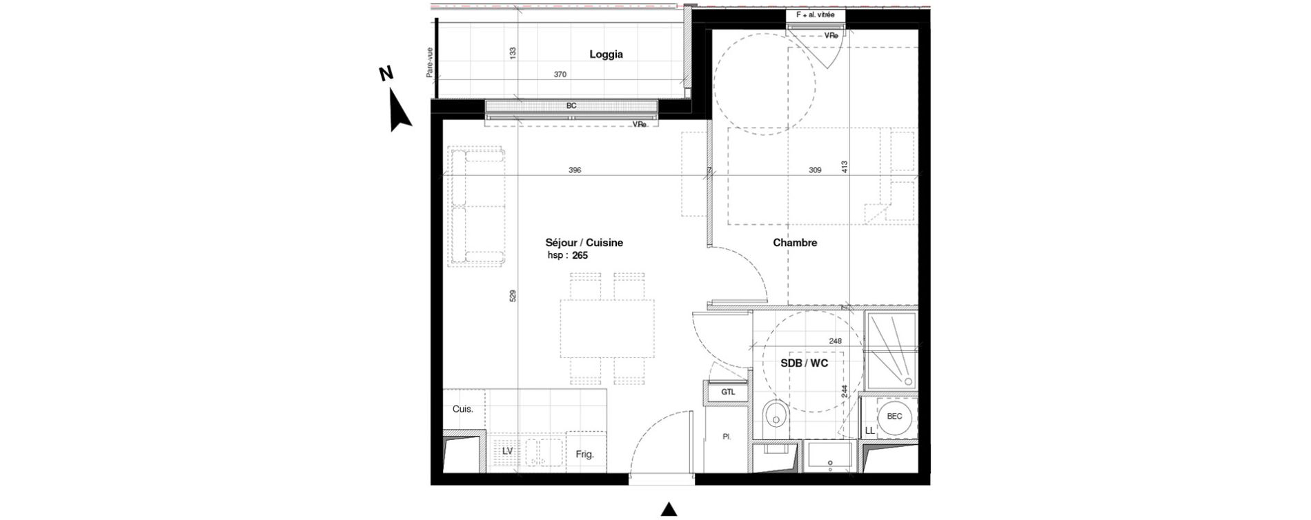 Appartement T2 de 39,70 m2 &agrave; Chartres Centre