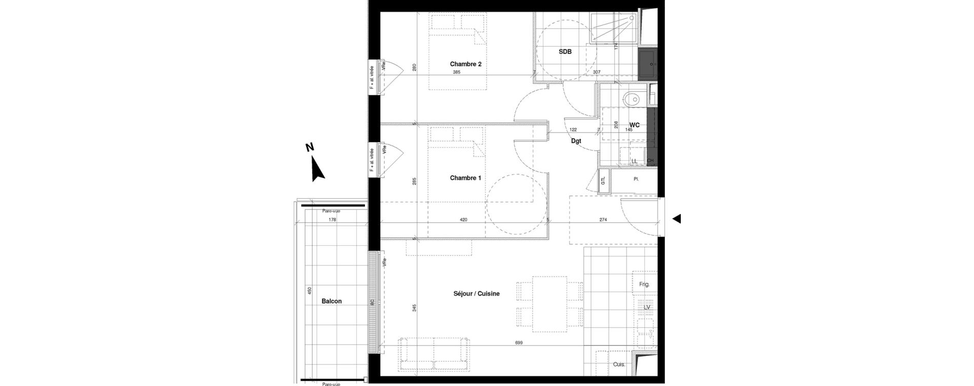 Appartement T3 de 61,84 m2 &agrave; Chartres Centre