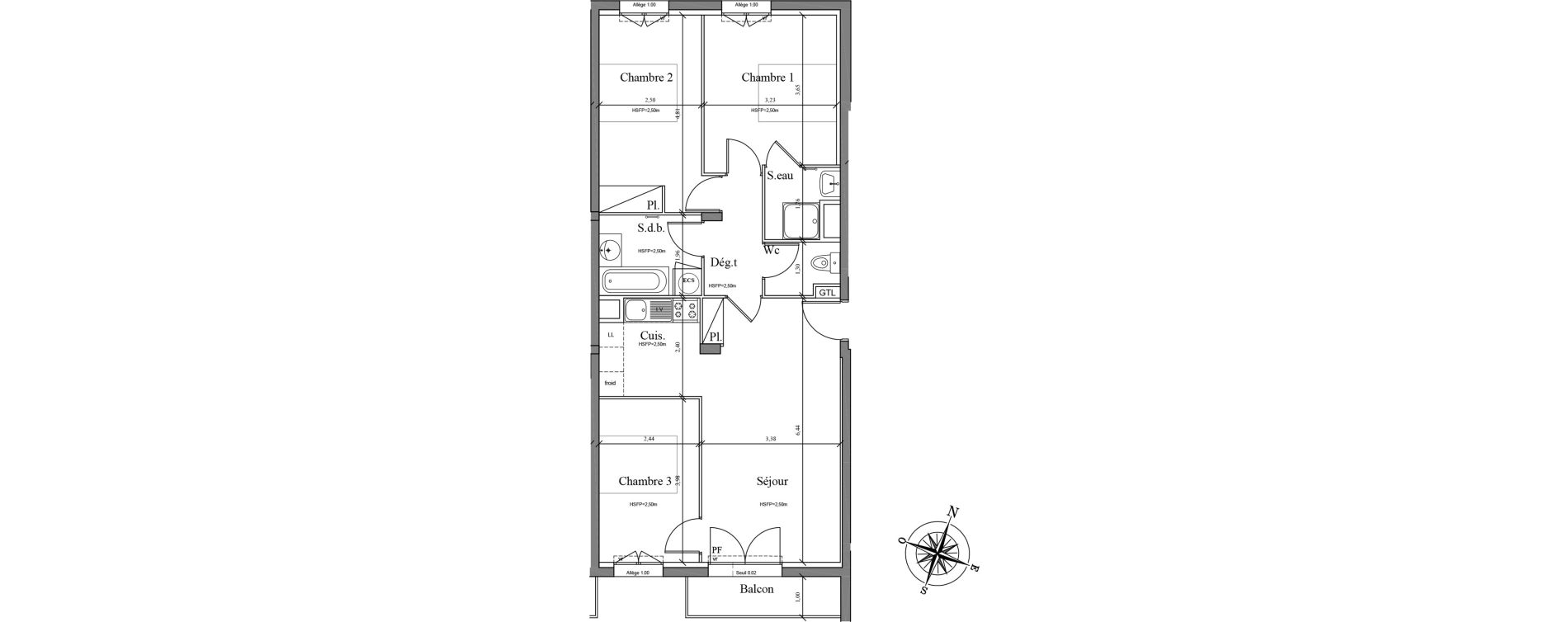 Appartement T4 de 74,88 m2 &agrave; Chartres La roseraie