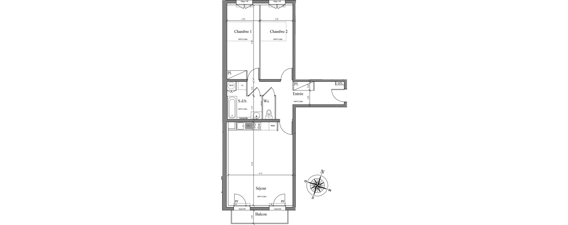 Appartement T3 de 74,26 m2 &agrave; Chartres La roseraie