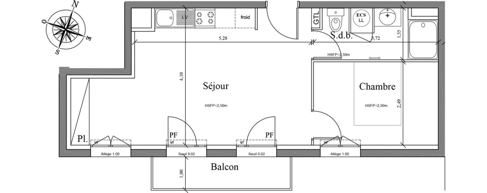 Appartement T2 de 39,54 m2 &agrave; Chartres La roseraie