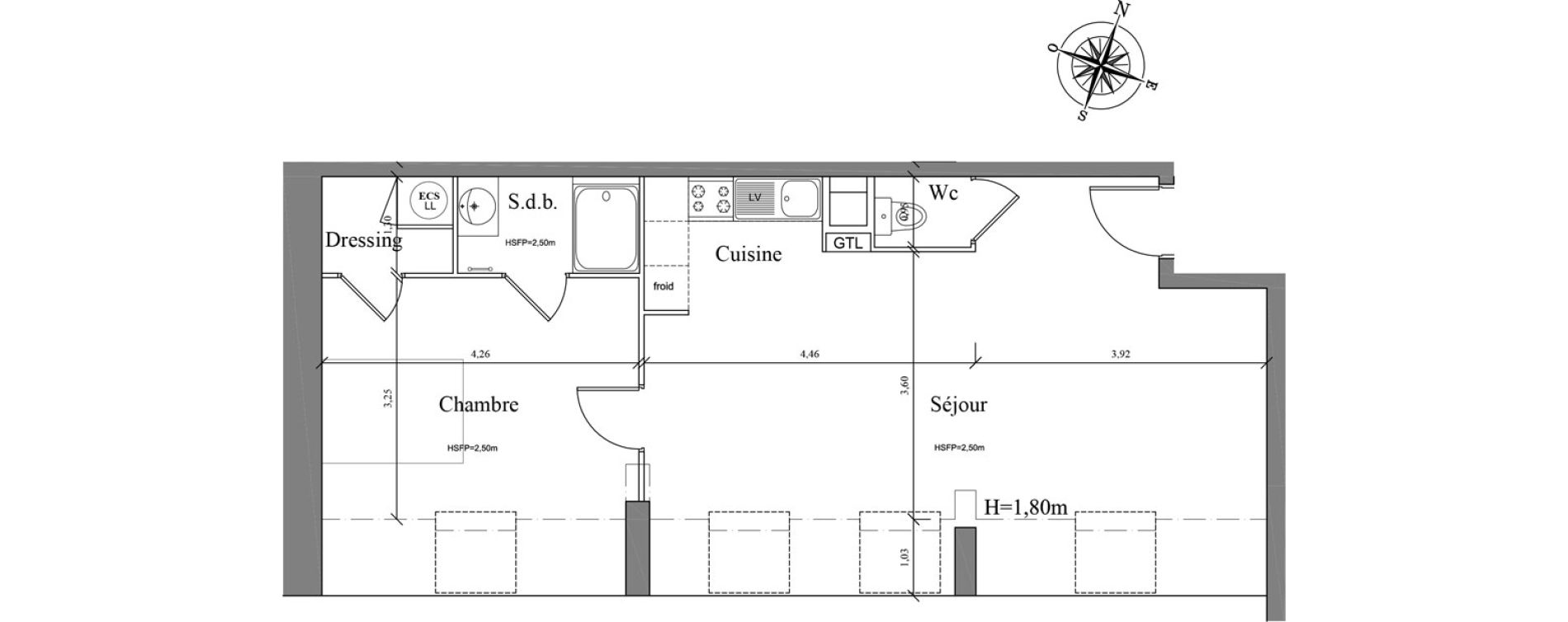 Appartement T2 de 55,27 m2 &agrave; Chartres La roseraie