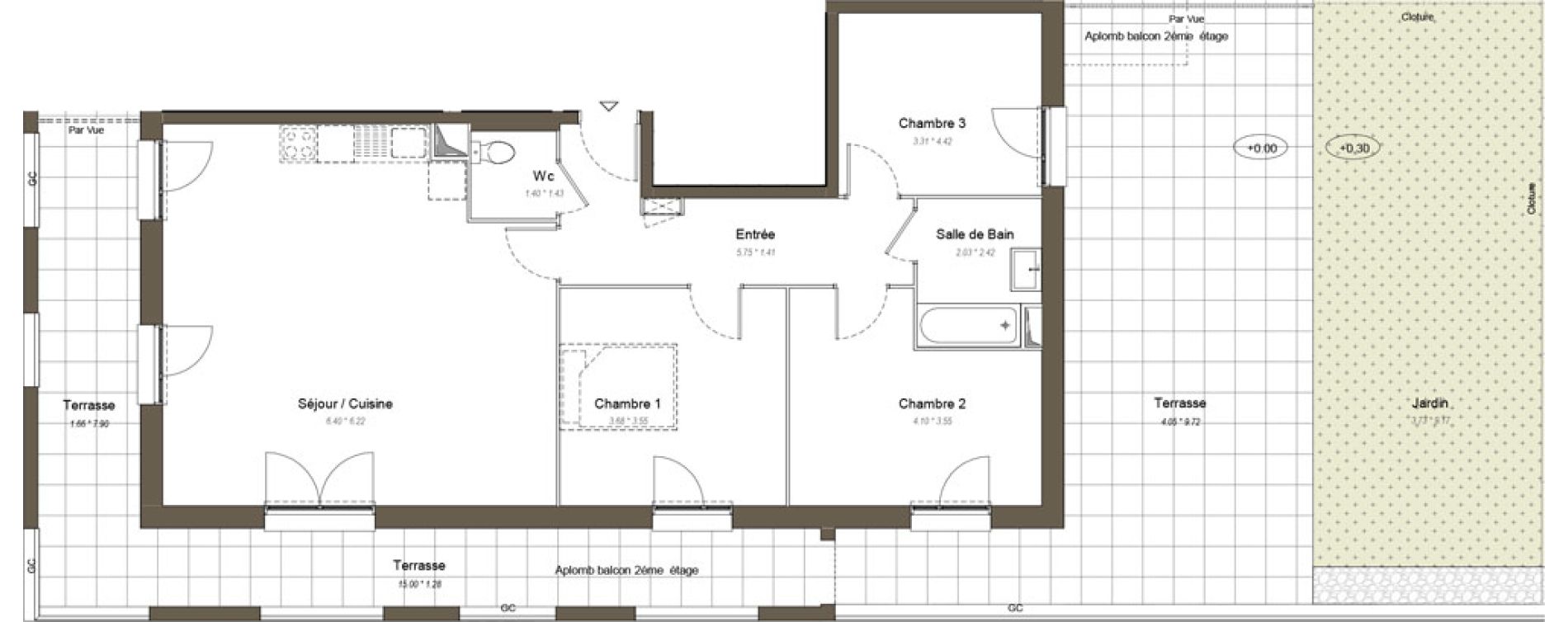 Appartement T4 de 88,50 m2 &agrave; Chartres Les clos