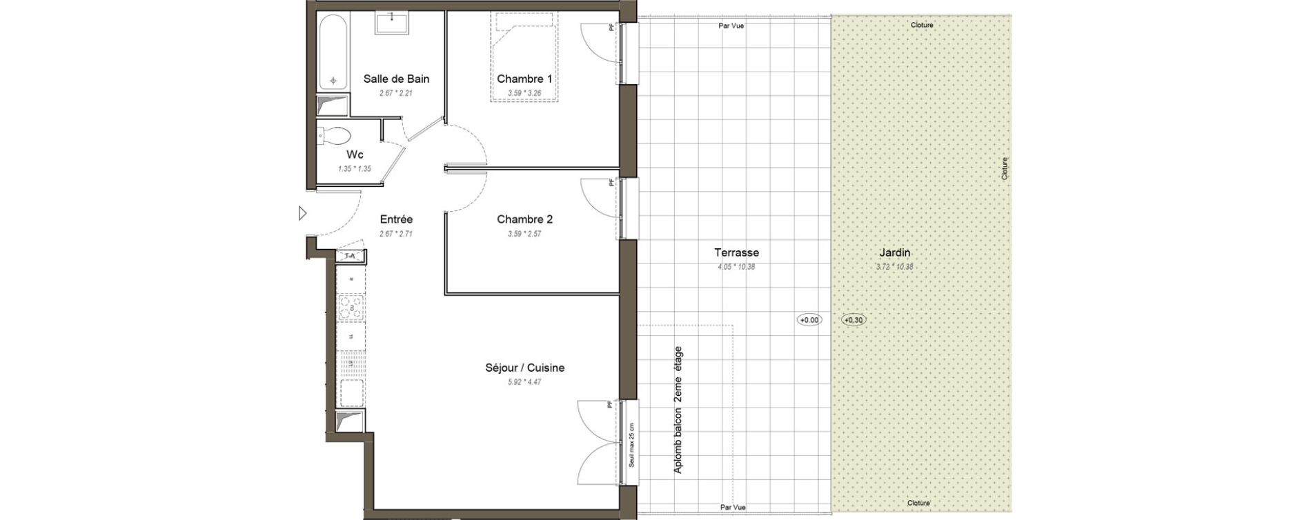 Appartement T3 de 60,40 m2 &agrave; Chartres Les clos