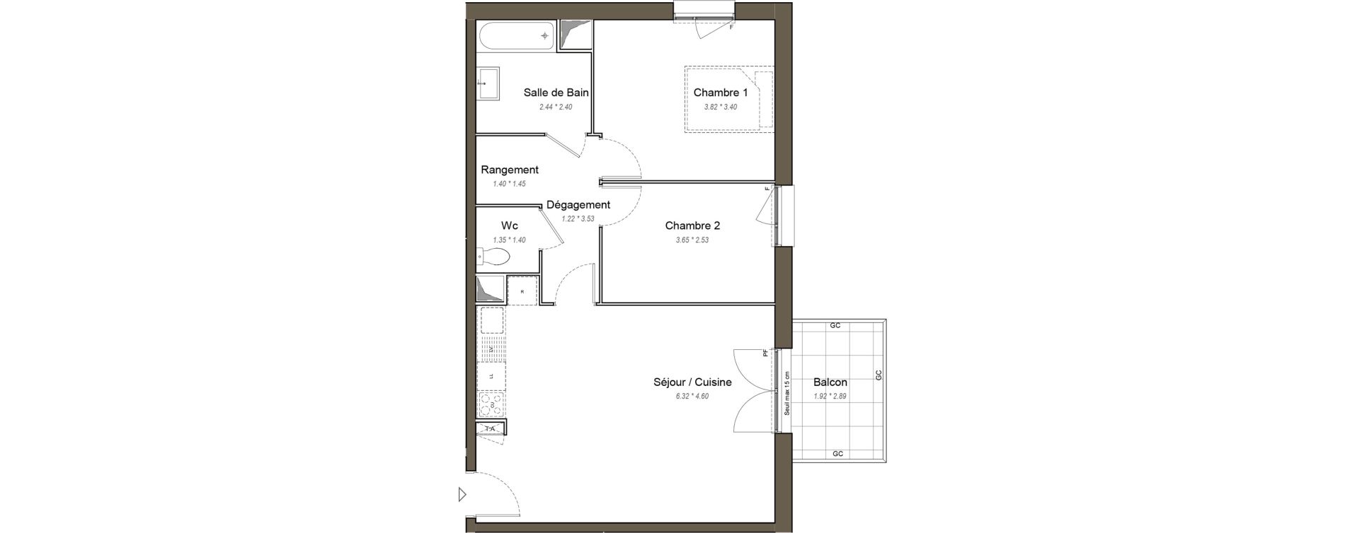 Appartement T3 de 64,90 m2 &agrave; Chartres Les clos