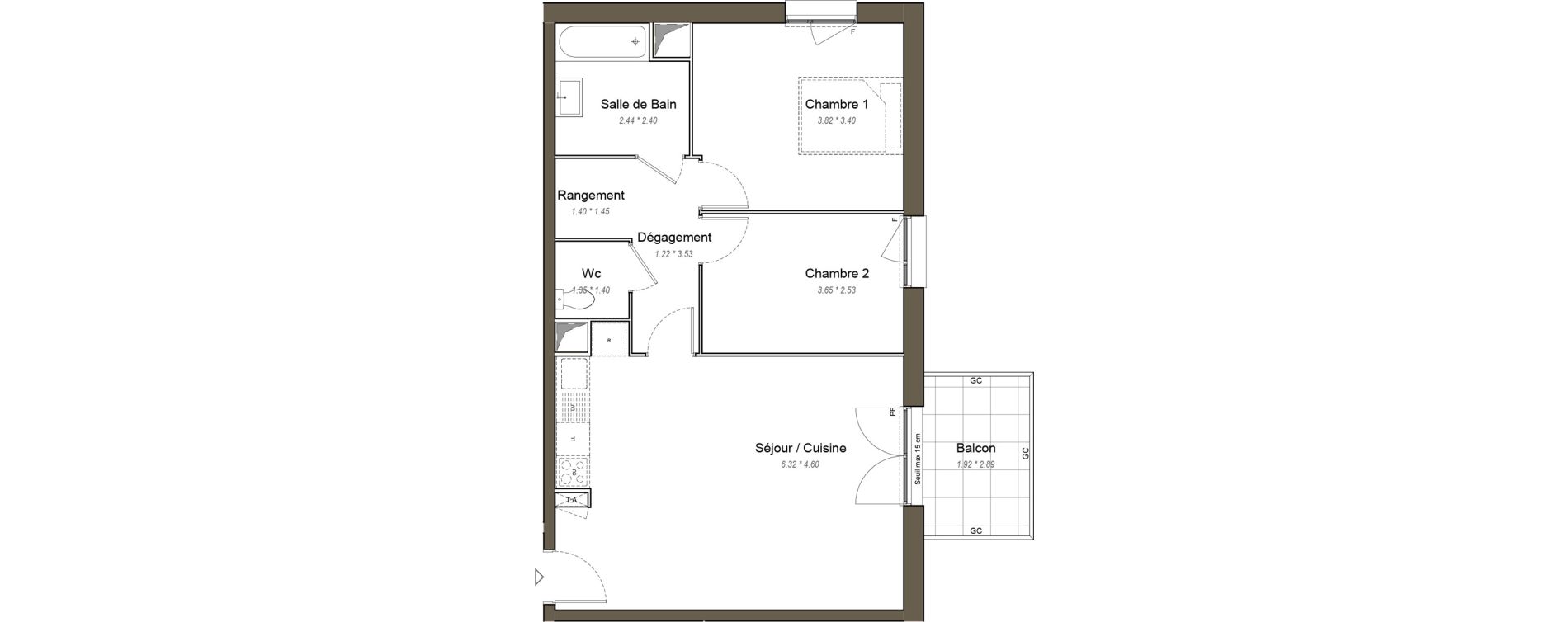 Appartement T3 de 64,90 m2 &agrave; Chartres Les clos