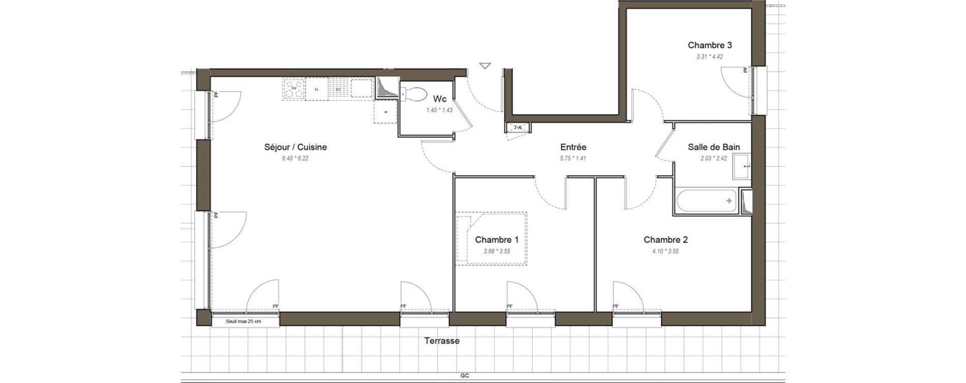 Appartement T4 de 88,50 m2 &agrave; Chartres Les clos