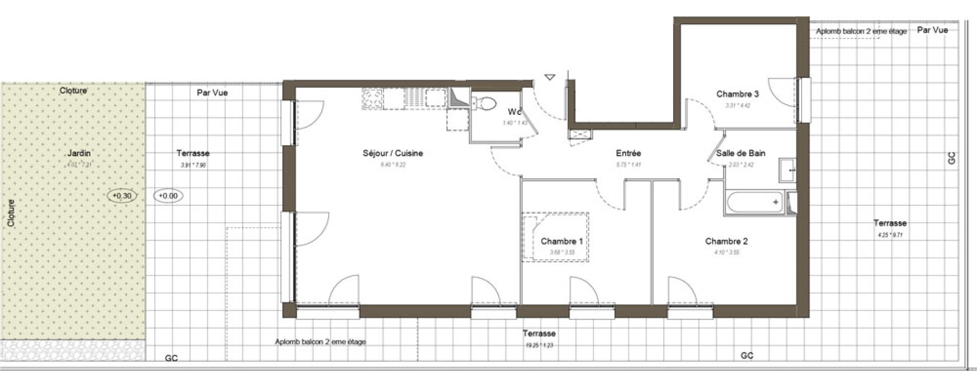 Appartement T4 de 88,50 m2 &agrave; Chartres Les clos