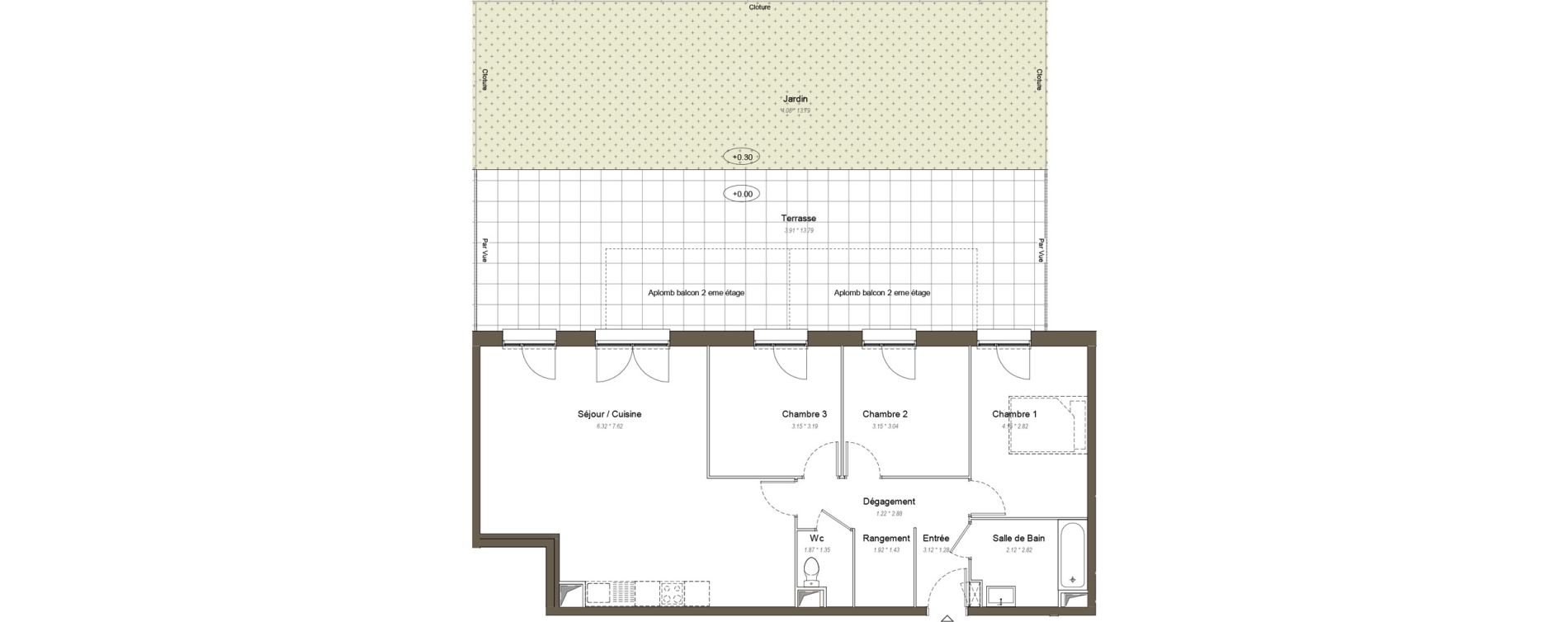 Appartement T4 de 86,90 m2 &agrave; Chartres Les clos