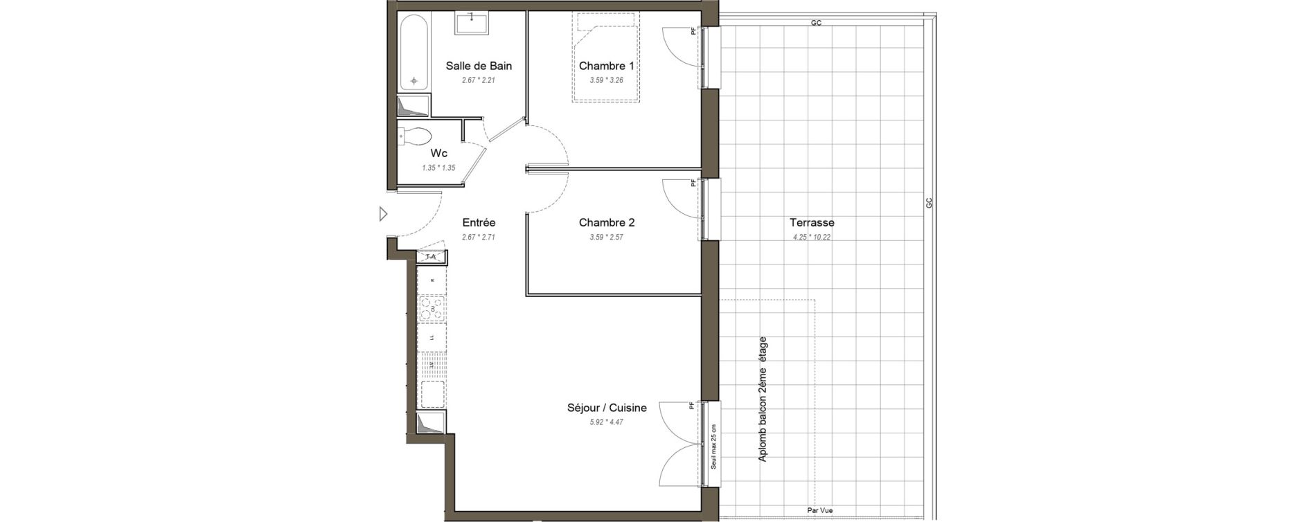 Appartement T3 de 60,40 m2 &agrave; Chartres Les clos