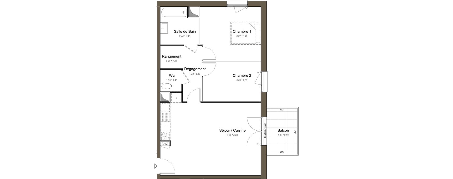 Appartement T3 de 64,80 m2 &agrave; Chartres Les clos