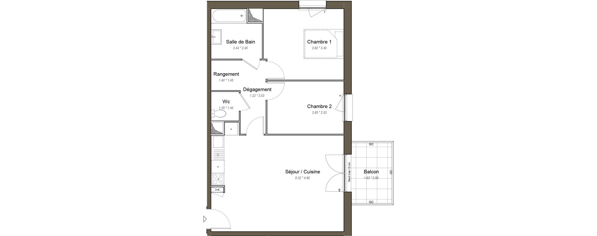 Appartement T3 de 64,90 m2 &agrave; Chartres Les clos