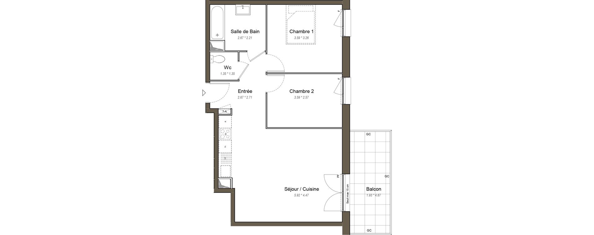 Appartement T3 de 60,40 m2 &agrave; Chartres Les clos