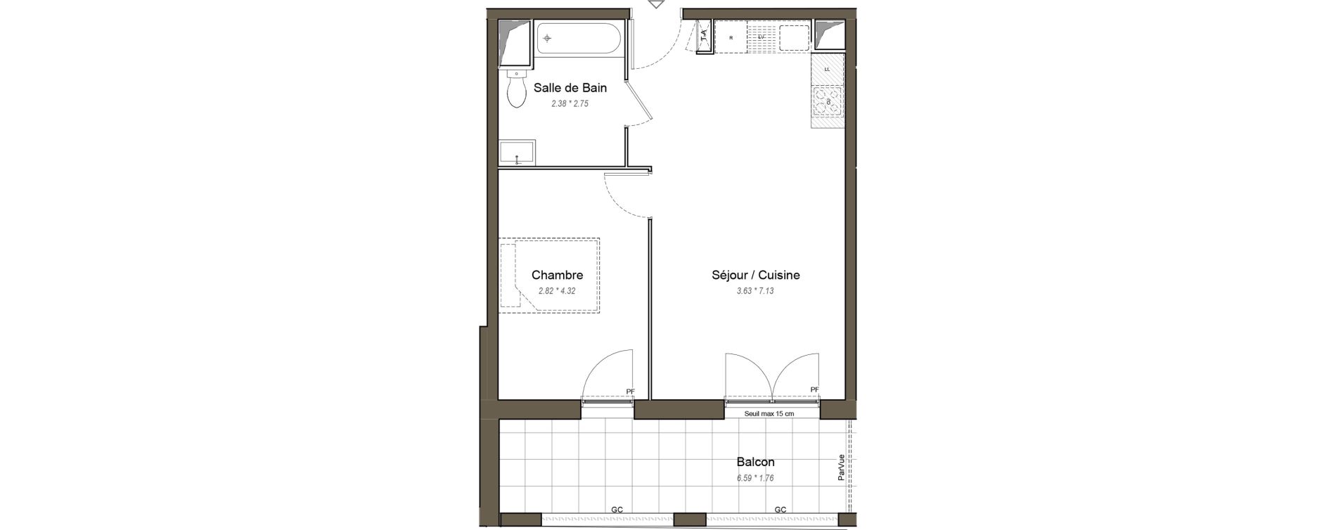 Appartement T2 de 44,60 m2 &agrave; Chartres Les clos