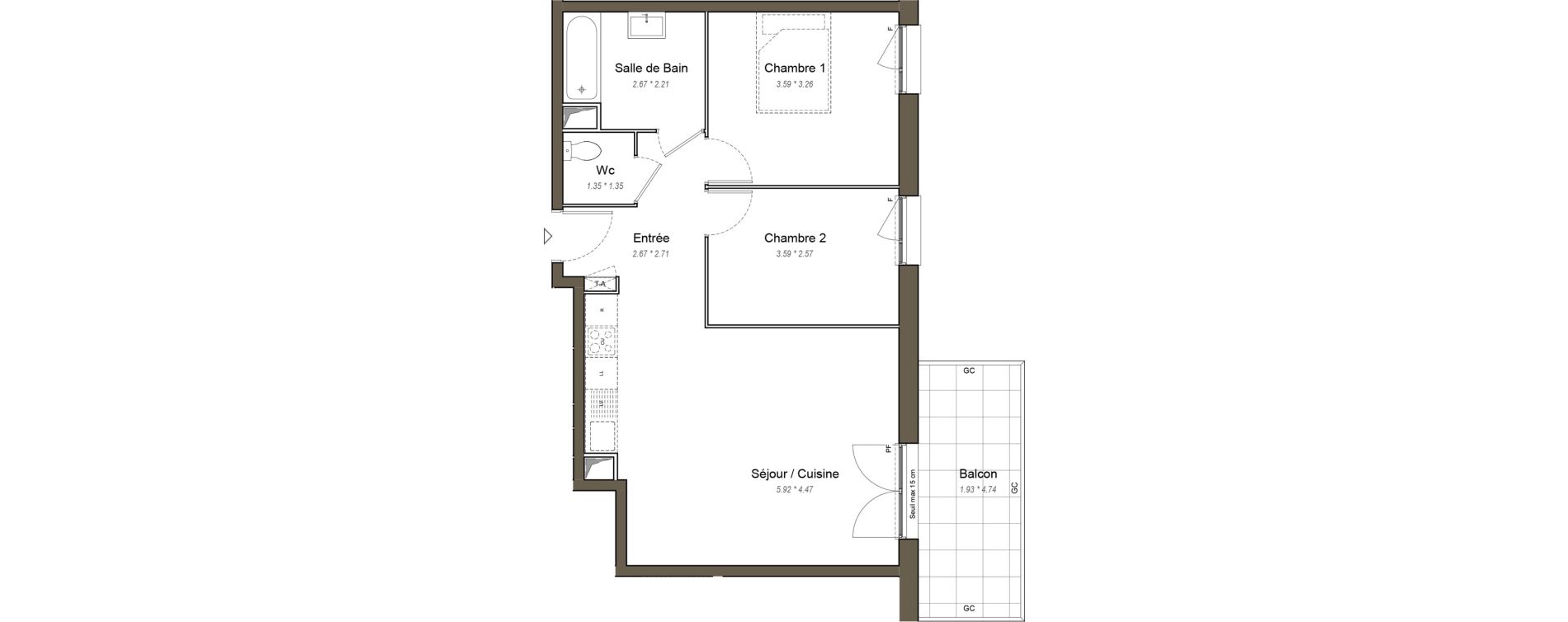 Appartement T3 de 64,40 m2 &agrave; Chartres Les clos