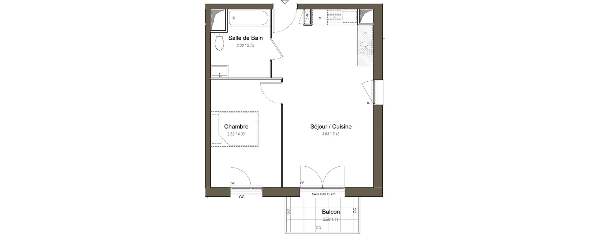 Appartement T2 de 44,60 m2 &agrave; Chartres Les clos