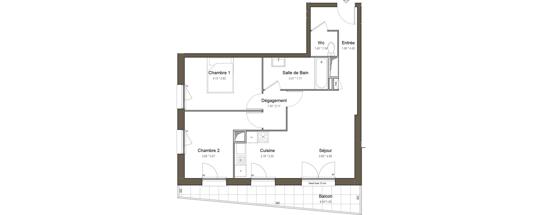 Appartement T3 de 62,80 m2 &agrave; Chartres Les clos