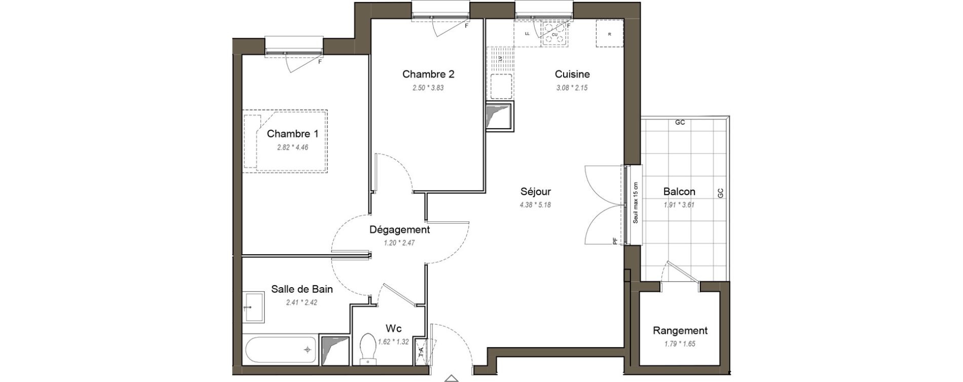 Appartement T3 de 63,10 m2 &agrave; Chartres Les clos