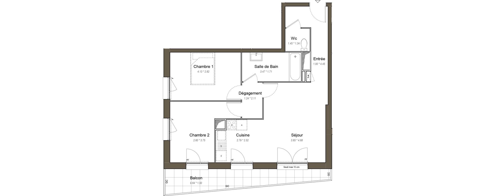 Appartement T3 de 63,00 m2 &agrave; Chartres Les clos