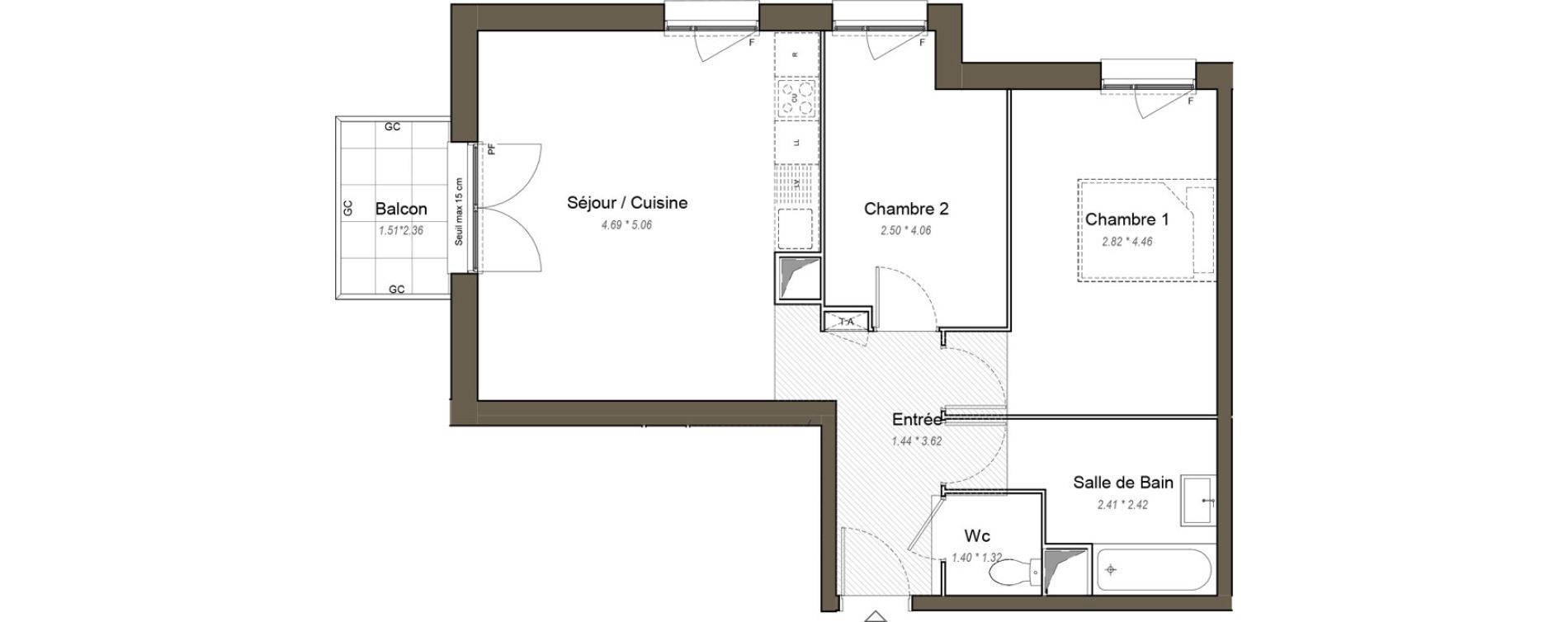 Appartement T3 de 59,90 m2 &agrave; Chartres Les clos