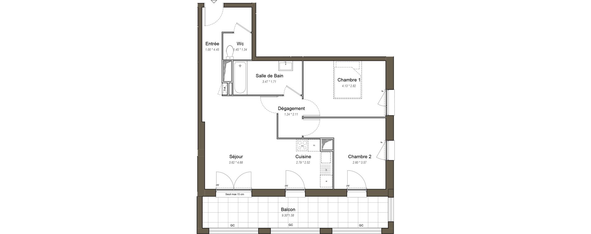 Appartement T3 de 62,90 m2 &agrave; Chartres Les clos