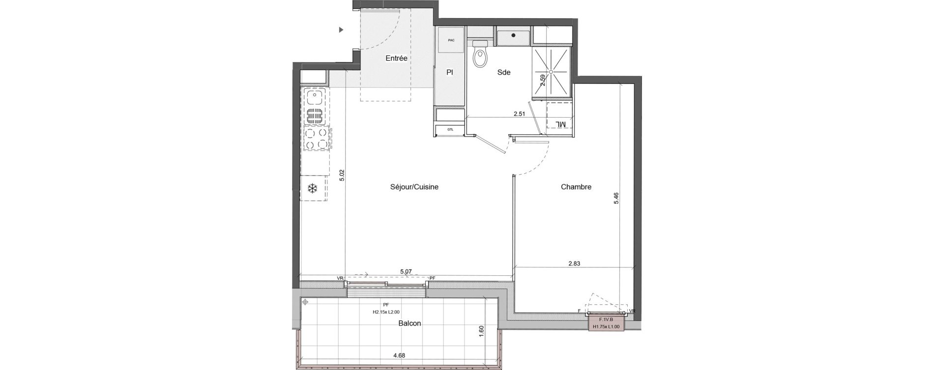 Appartement T2 de 45,60 m2 &agrave; Chartres Centre