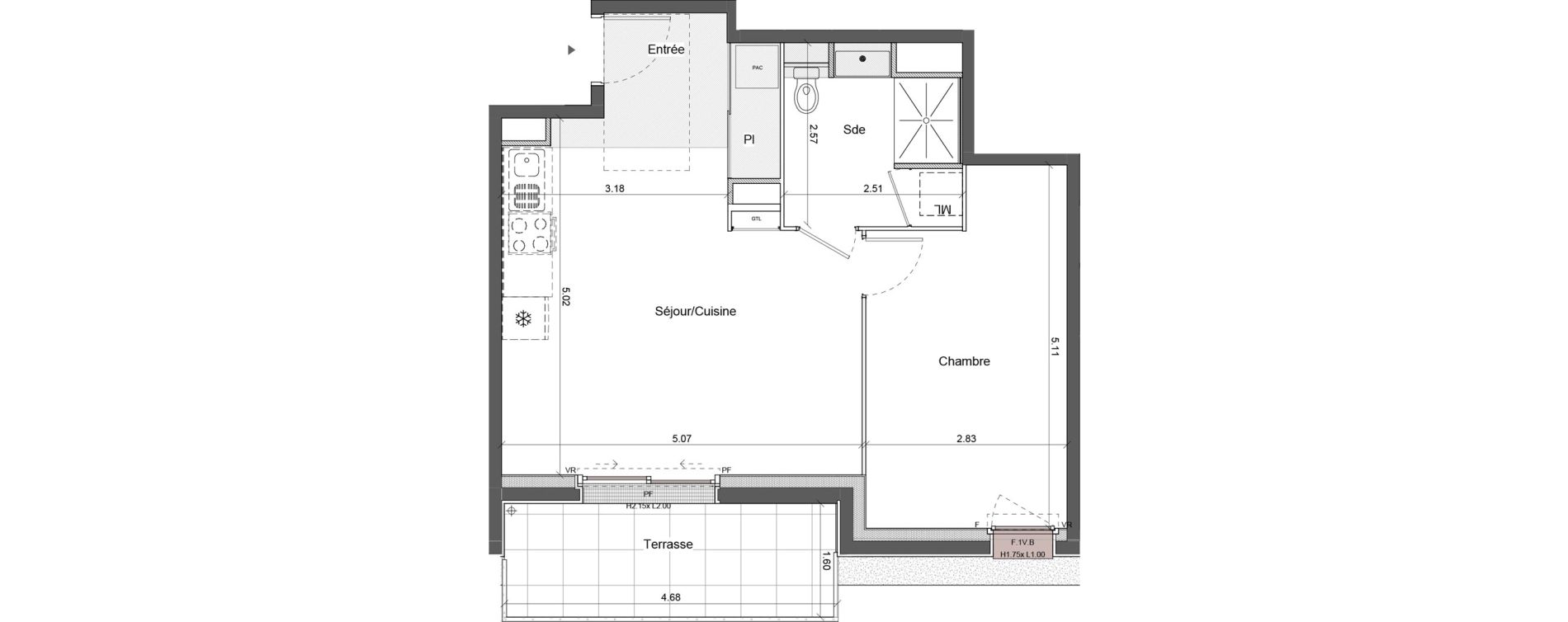 Appartement T2 de 45,12 m2 &agrave; Chartres Centre