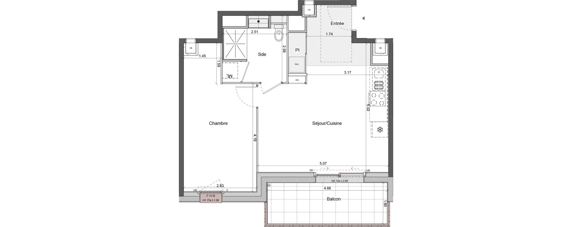 Appartement T2 de 45,04 m2 &agrave; Chartres Centre