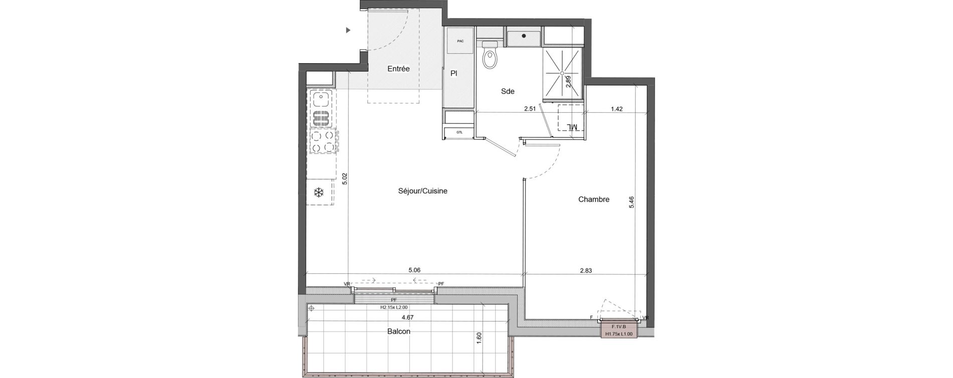 Appartement T2 de 45,57 m2 &agrave; Chartres Centre