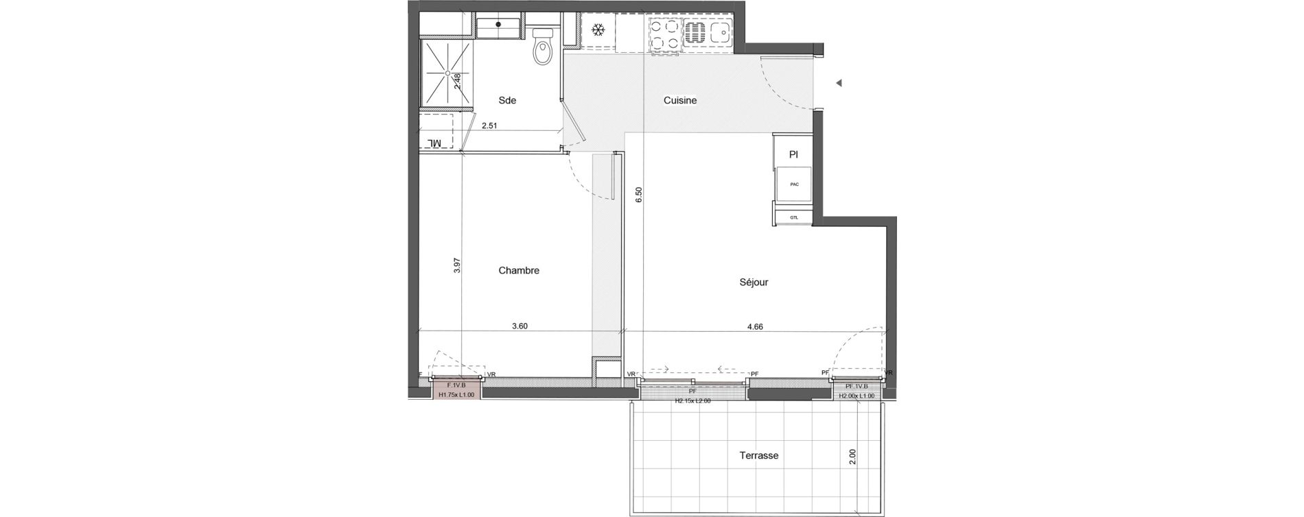 Appartement T2 de 46,11 m2 &agrave; Chartres Centre