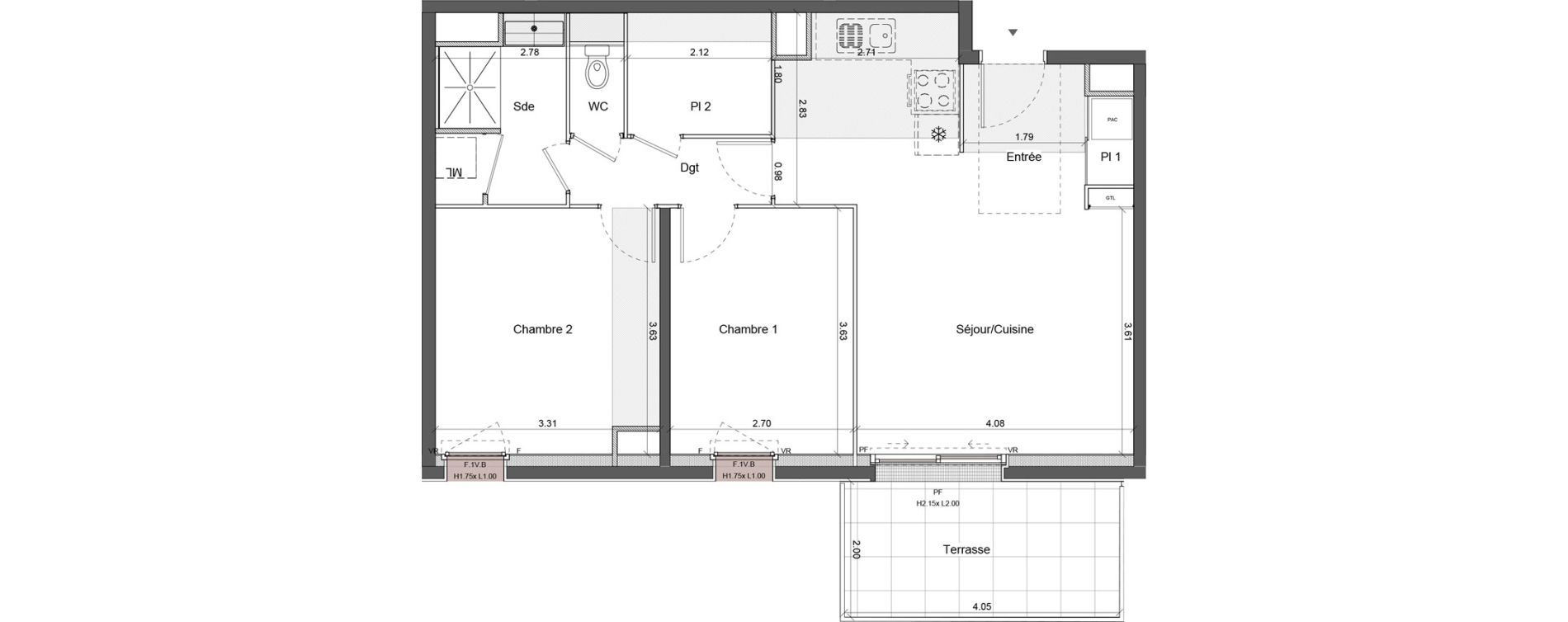 Appartement T3 de 61,43 m2 &agrave; Chartres Centre