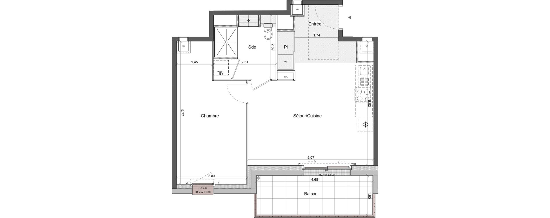 Appartement T2 de 45,03 m2 &agrave; Chartres Centre