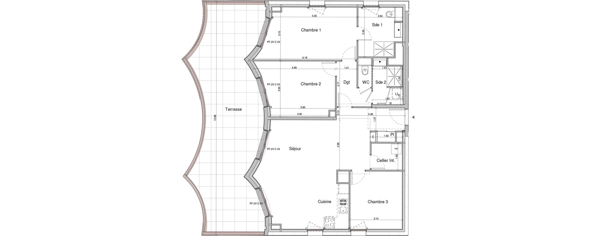 Appartement T4 de 101,82 m2 &agrave; Chartres Centre