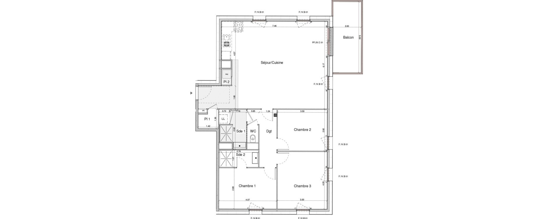 Appartement T4 de 101,40 m2 &agrave; Chartres Centre