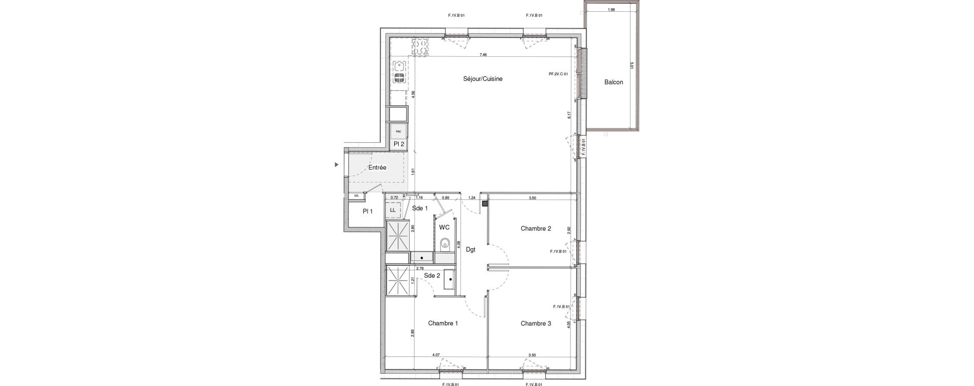 Appartement T4 de 101,27 m2 &agrave; Chartres Centre